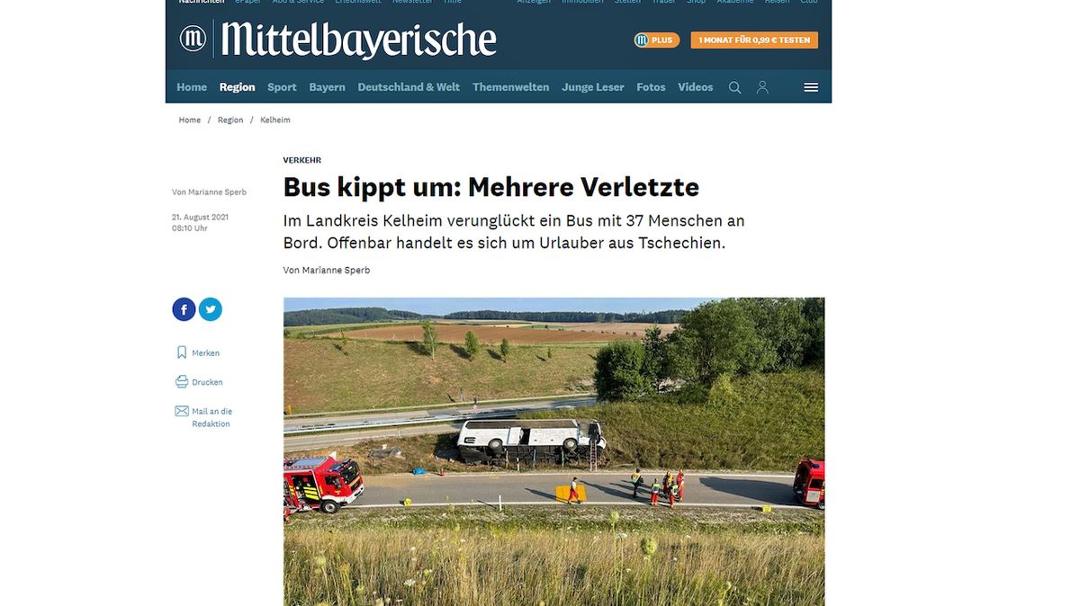 V Německu havaroval autobus s českými turisty